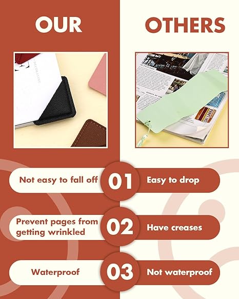12 Pack Leather Square Bookmarks, Leather Corner Bookmark, Handmade PU Cute Square Page Book Marks, Stylish Reading Accessories for Women, Book Lovers, Durable, Waterproof & Decorative Set